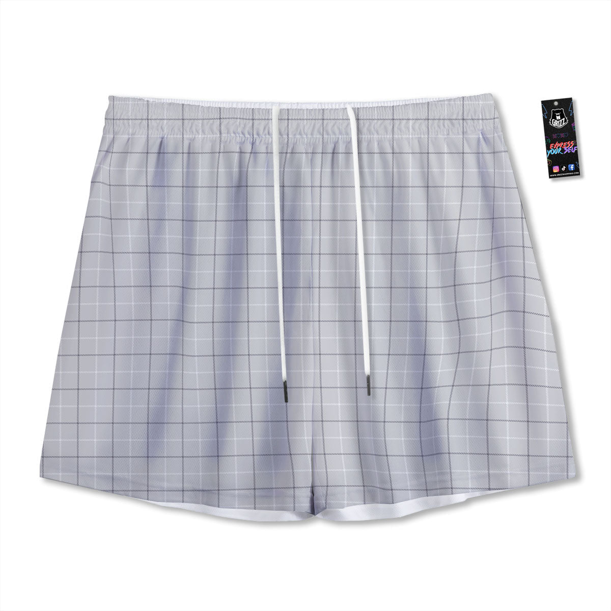 Tattersall Grey Print Pattern Mesh Shorts