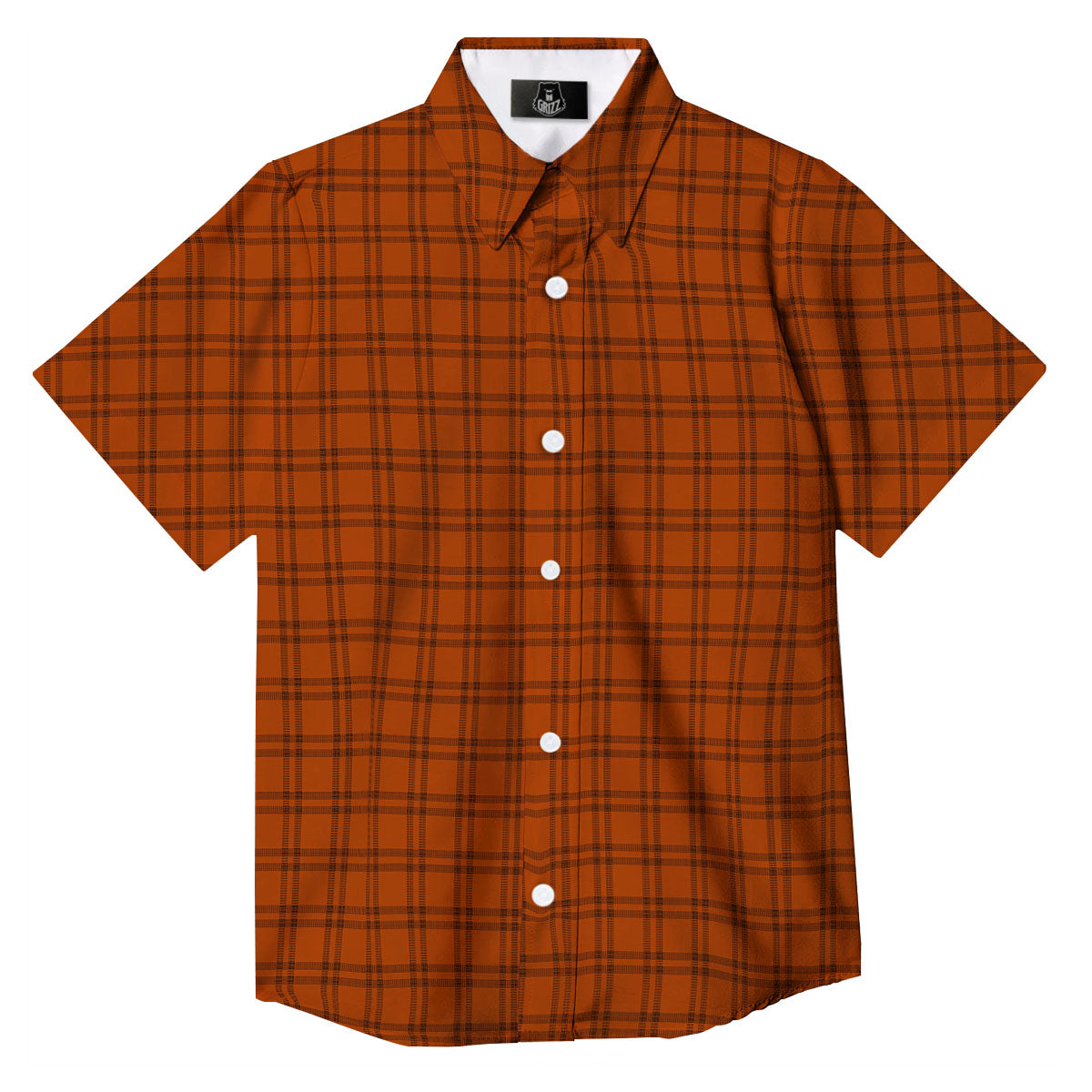 Tattersall Halloween Print Pattern Button Up Shirt-grizzshop