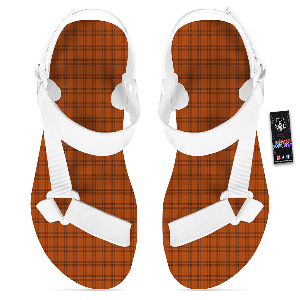 Tattersall Halloween Print Pattern White Open Toe Sandals-grizzshop