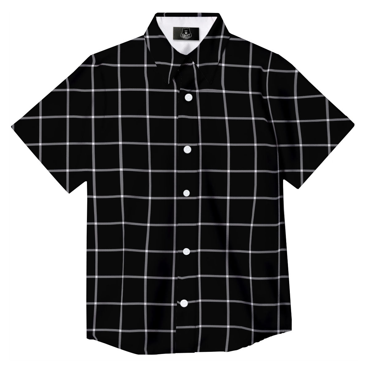 Tattersall Navy Print Pattern Button Up Shirt-grizzshop