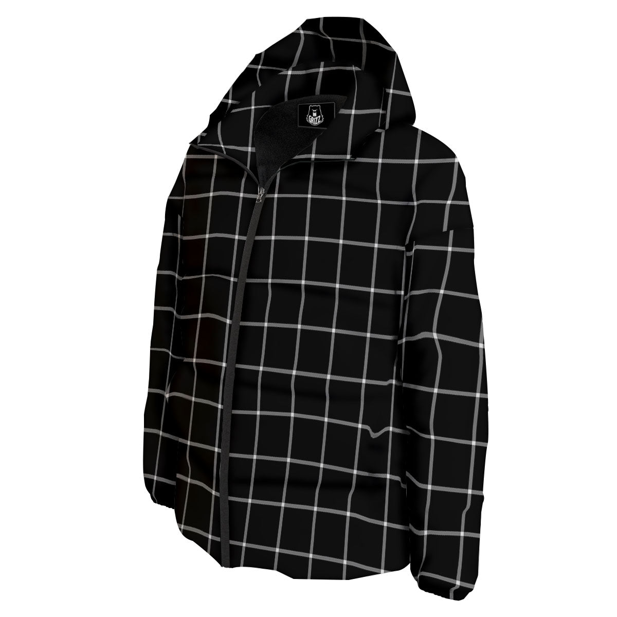 Tattersall Navy Print Pattern Down Jacket-grizzshop
