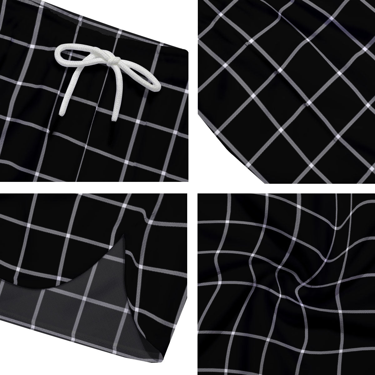 Tattersall Navy Print Pattern Men's Running Shorts-grizzshop