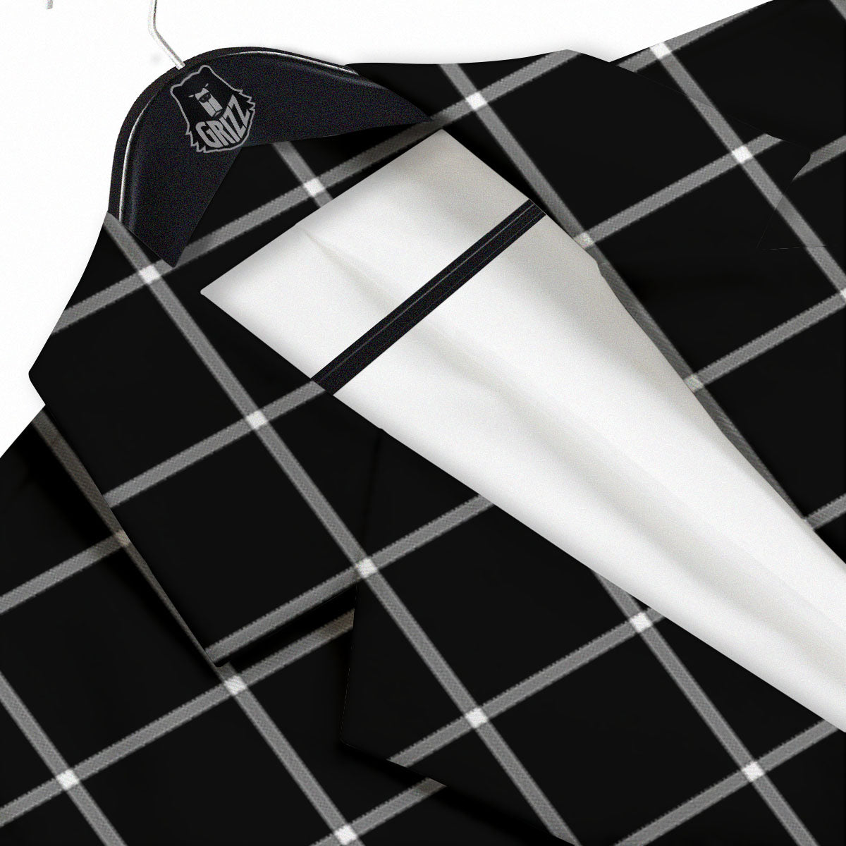 Tattersall Navy Print Pattern Men's Sport Coat-grizzshop
