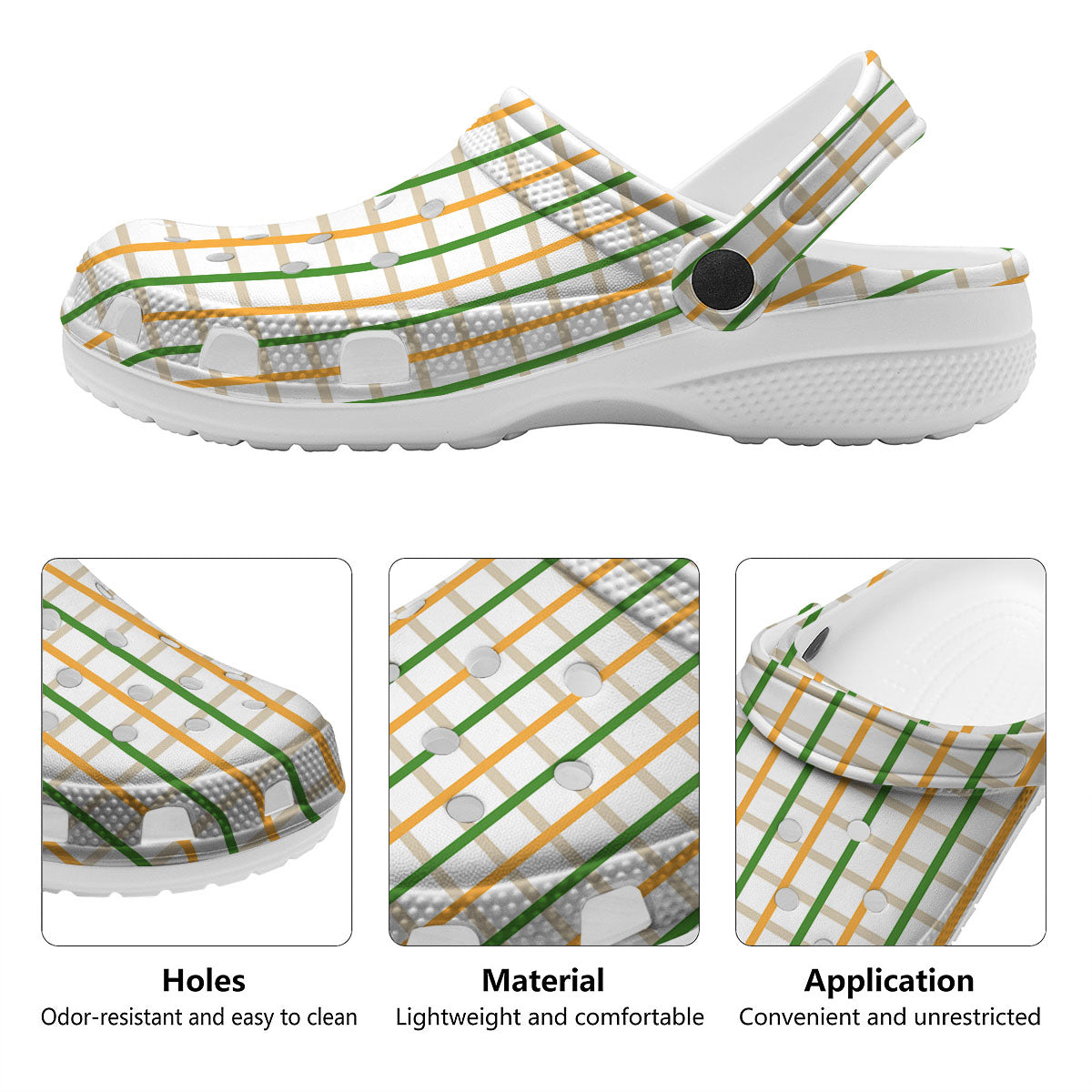 Tattersall Orange And Green Line Print Clog-grizzshop
