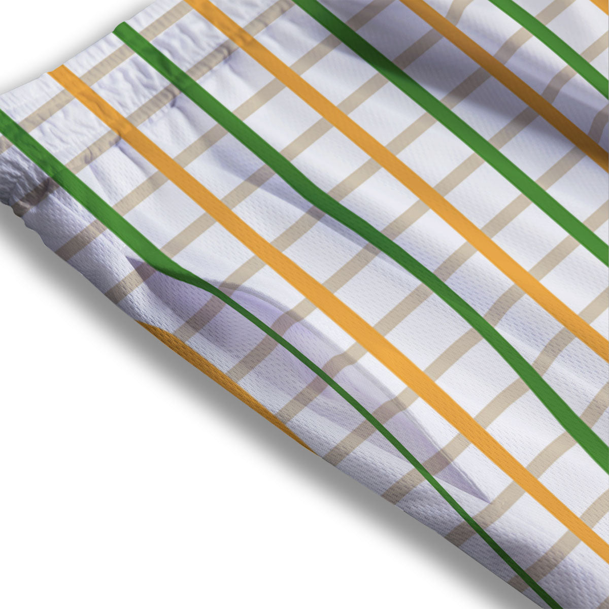 Tattersall Orange And Green Line Print Mesh Shorts