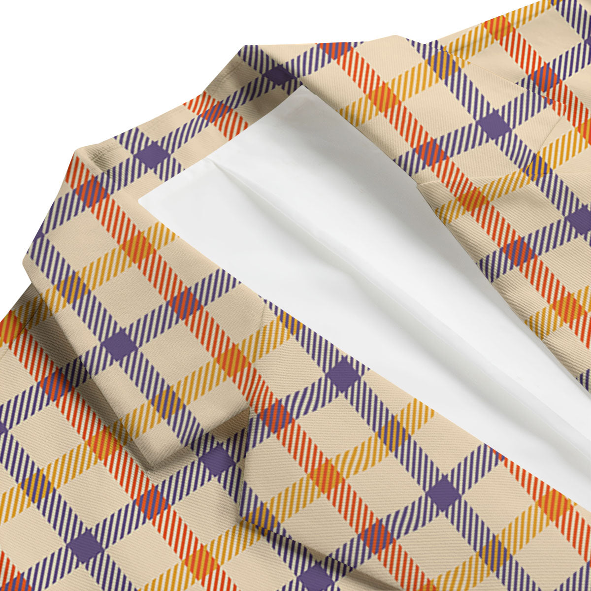 Tattersall Orange And Purple Print Pattern Men's Blazer-grizzshop