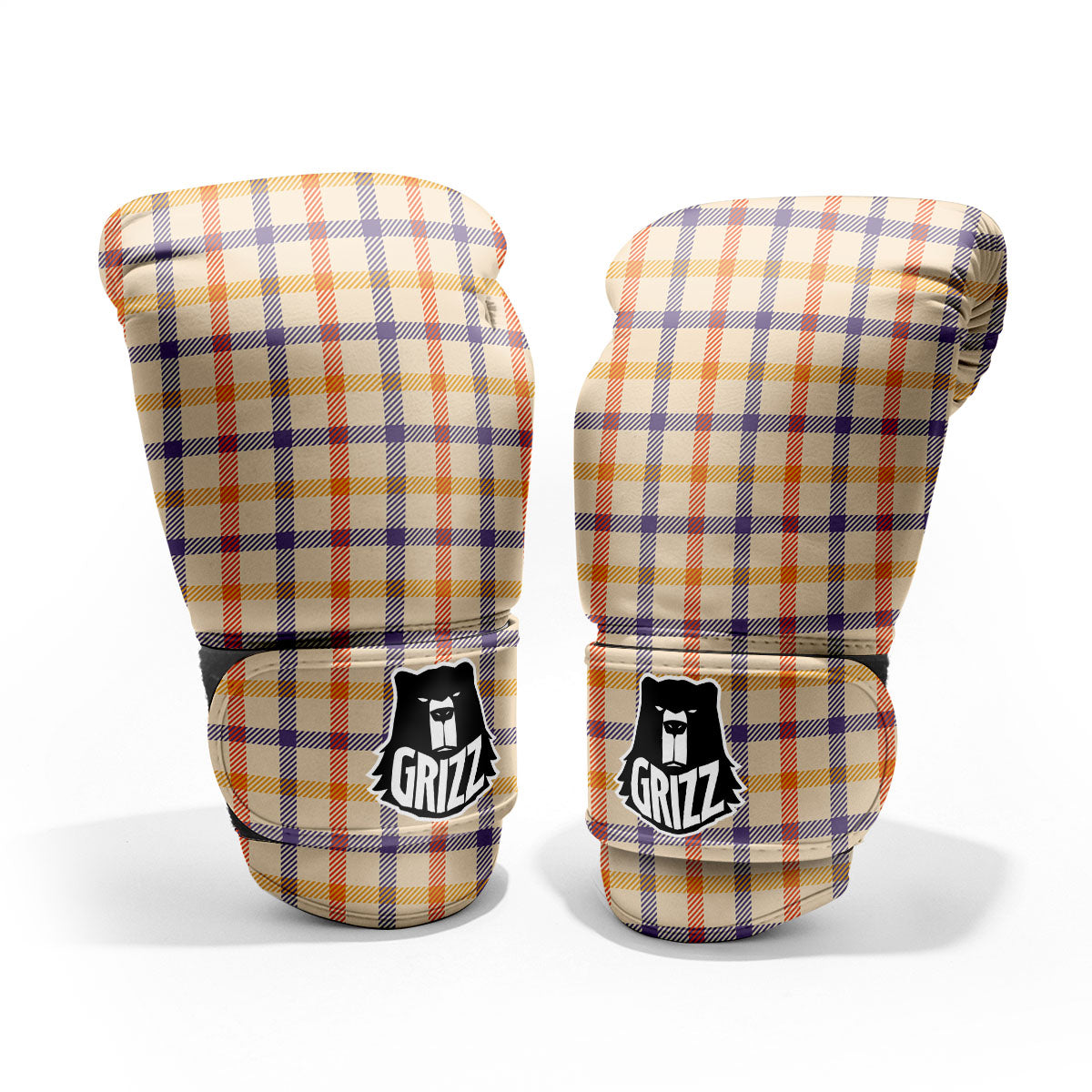 Tattersall Orange And Purple Print Pattern Pro Boxing Glove