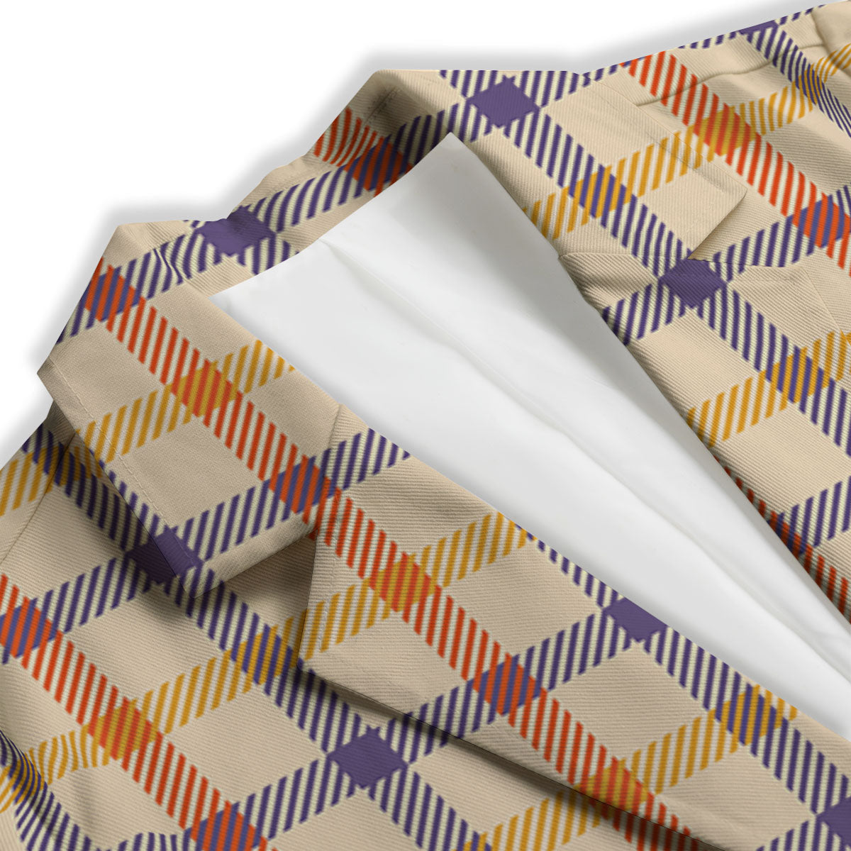 Tattersall Orange And Purple Print Pattern Women's Blazer-grizzshop