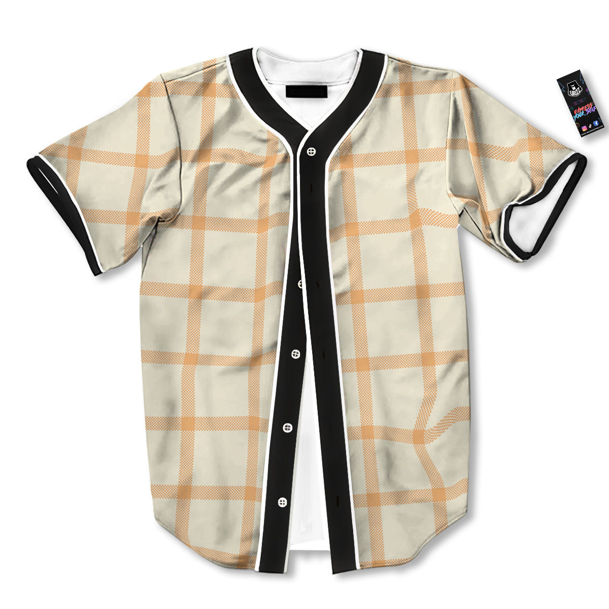 Tattersall Orange Pastel Print Pattern Baseball Jersey-grizzshop