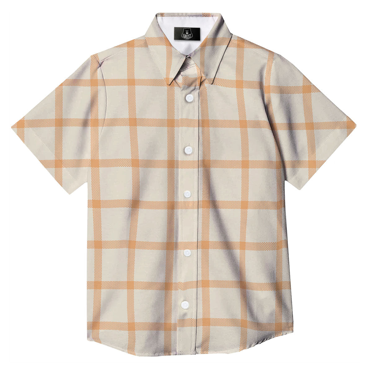 Tattersall Orange Pastel Print Pattern Button Up Shirt-grizzshop