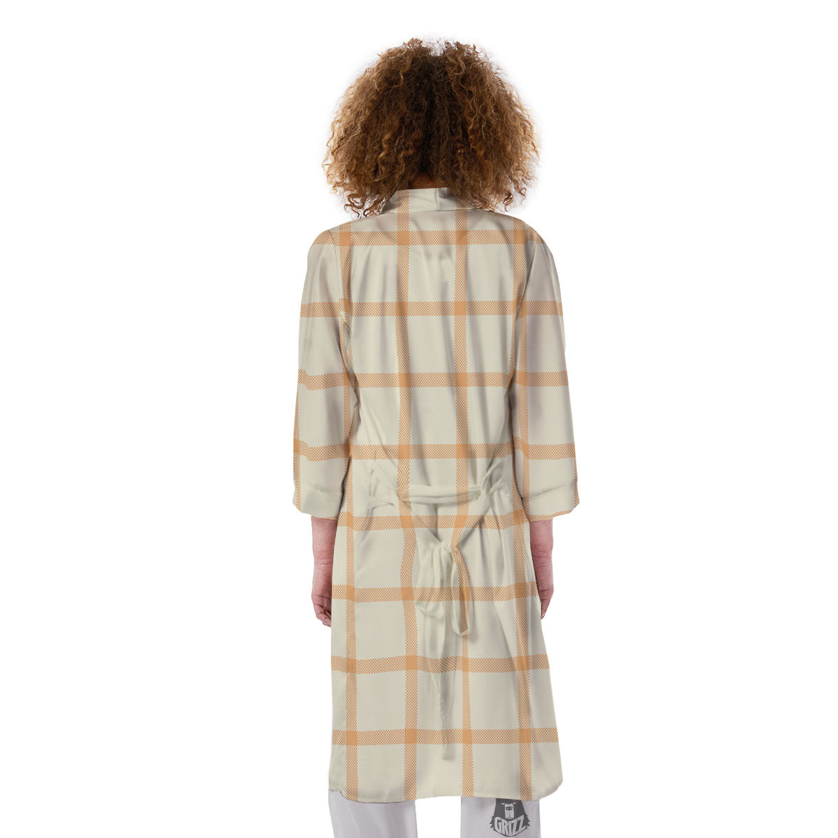 Tattersall Orange Pastel Print Pattern Kimono-grizzshop