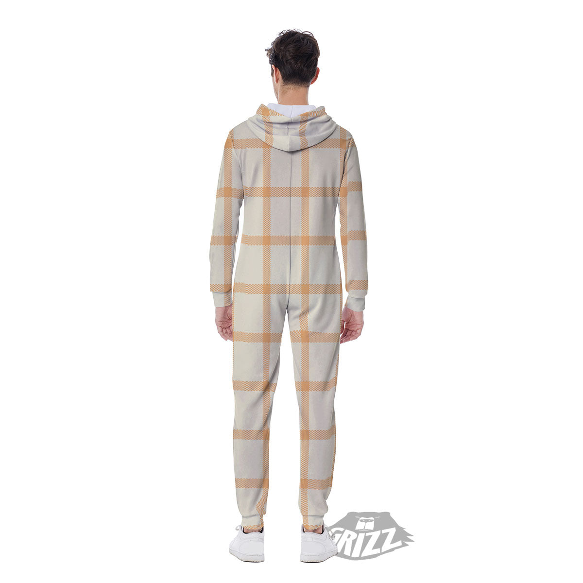 Tattersall Orange Pastel Print Pattern Men's Jumpsuit-grizzshop