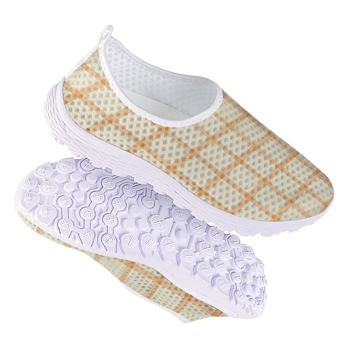Tattersall Orange Pastel Print Pattern Nurse Shoes-grizzshop