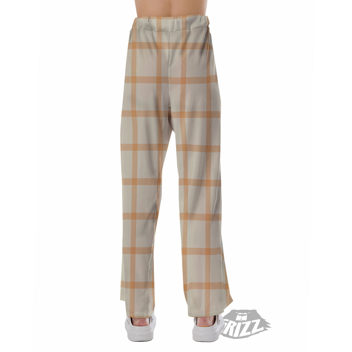 Tattersall Orange Pastel Print Pattern Pajama Pants-grizzshop