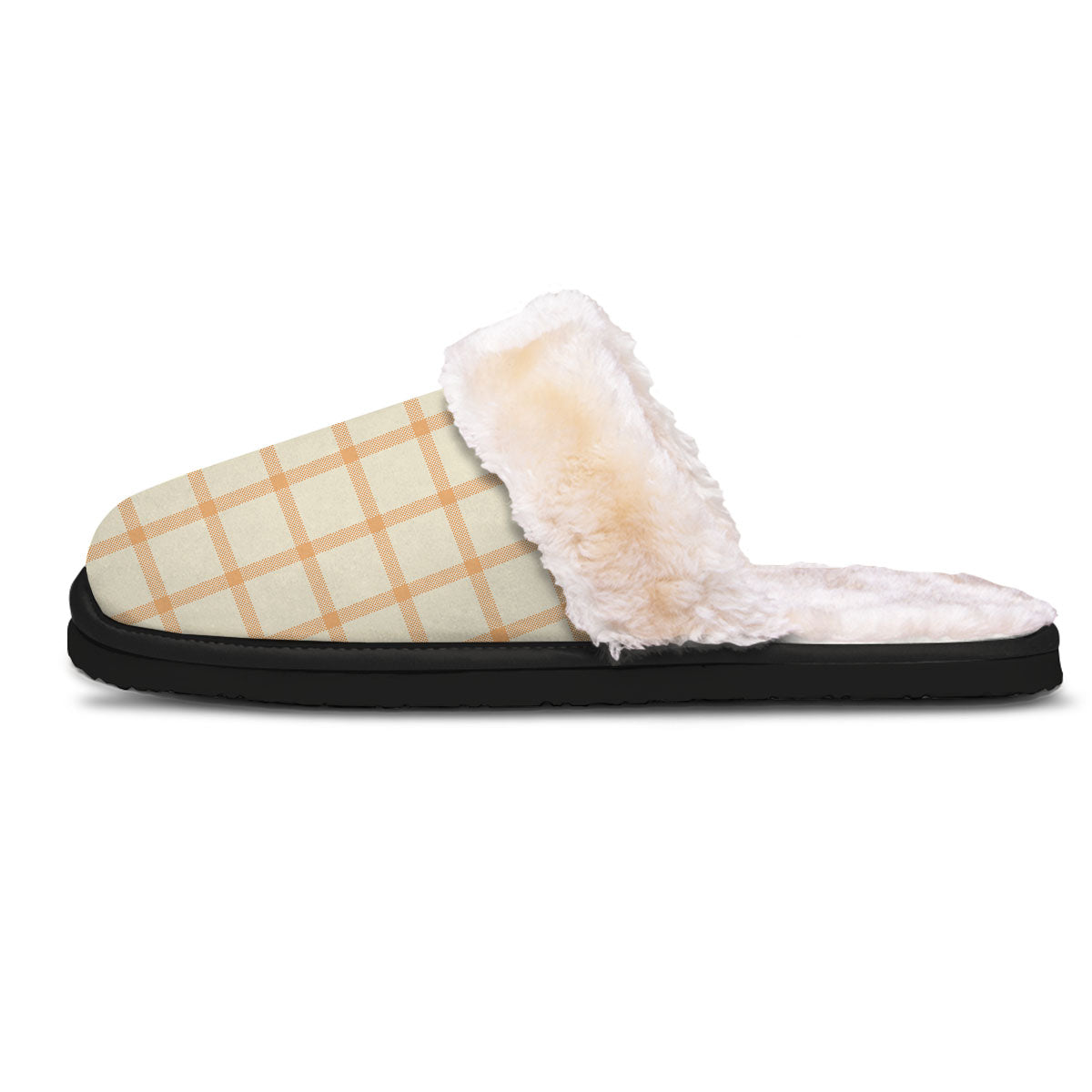 Tattersall Orange Pastel Print Pattern Slippers-grizzshop