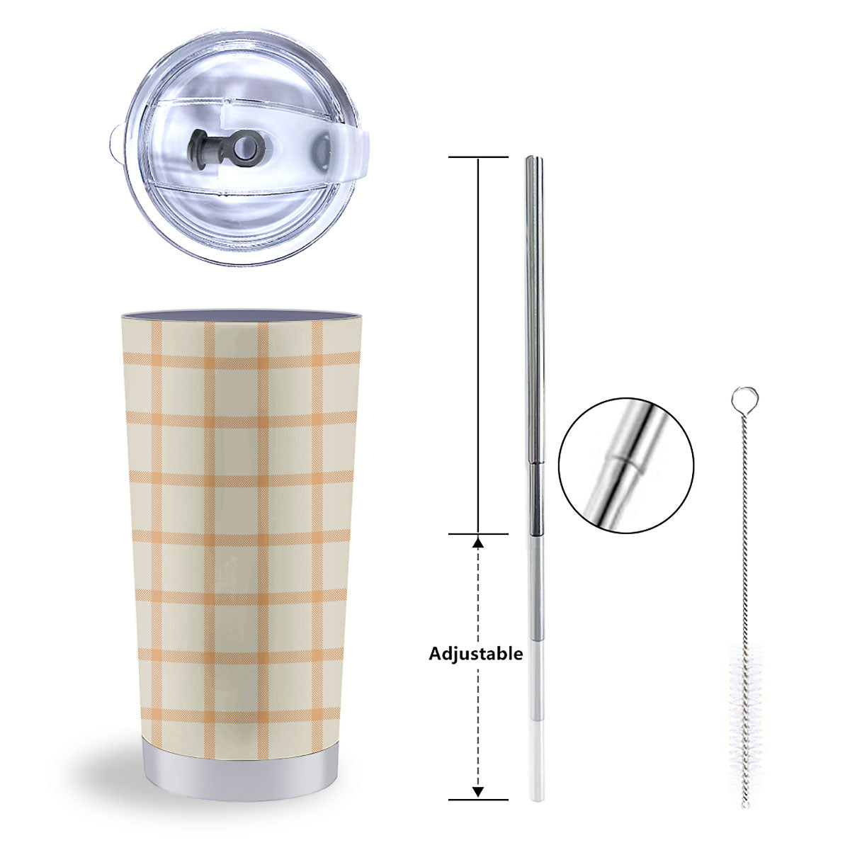 Tattersall Orange Pastel Print Pattern Tumbler-grizzshop