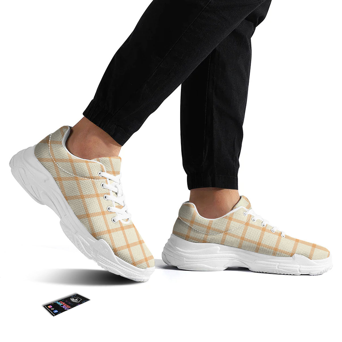 Tattersall Orange Pastel Print Pattern White Chunky Shoes-grizzshop