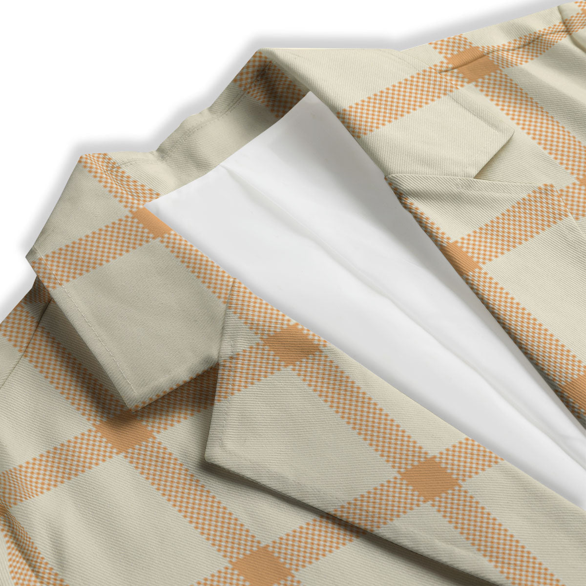 Tattersall Orange Pastel Print Pattern Women's Blazer-grizzshop