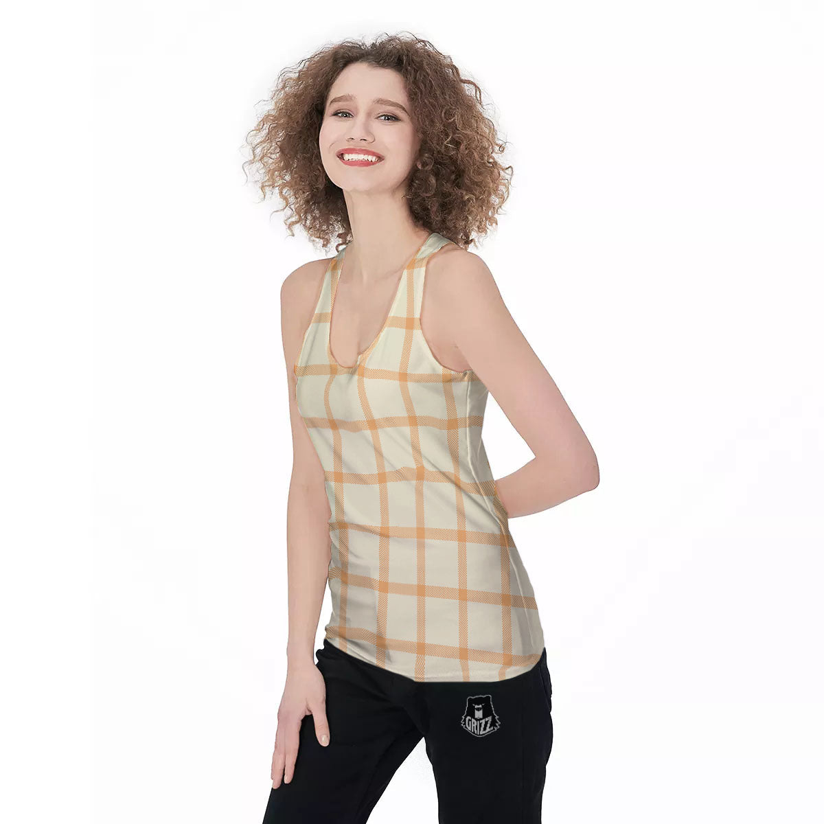 Tattersall Orange Pastel Print Pattern Women's Racerback Tank Top-grizzshop