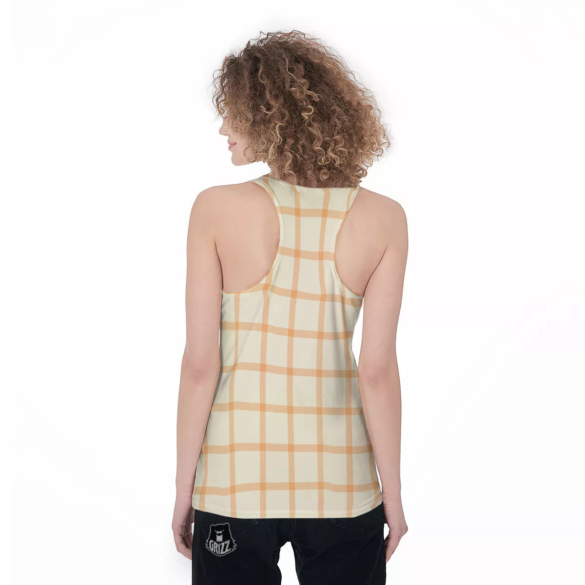 Tattersall Orange Pastel Print Pattern Women's Racerback Tank Top-grizzshop