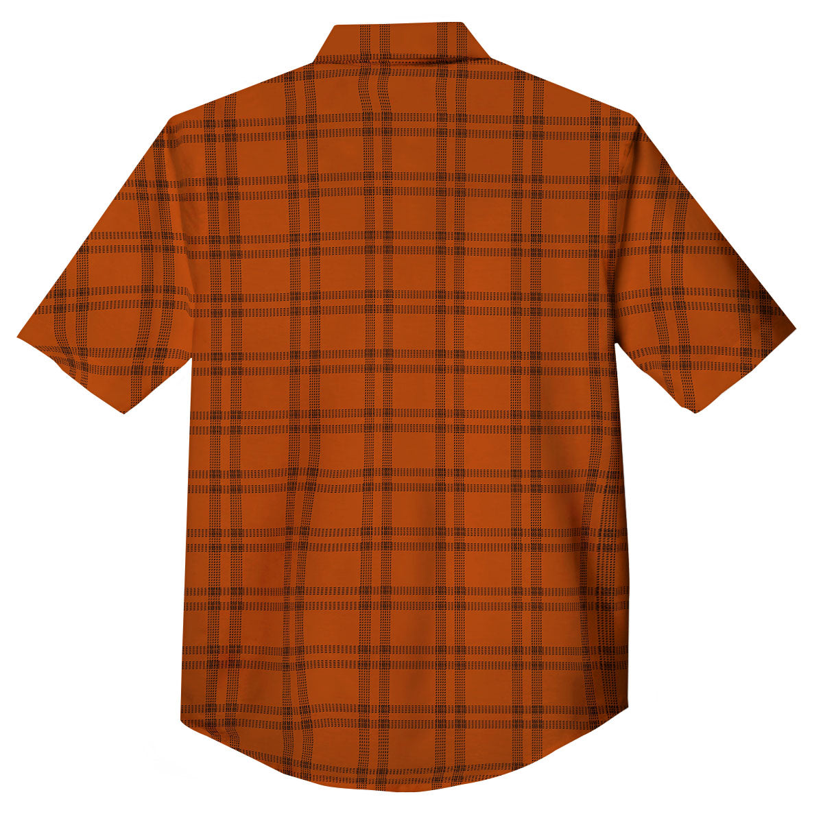 Tattersall Orange Print Pattern Button Up Shirt-grizzshop