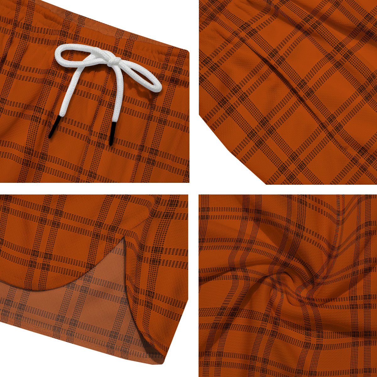 Tattersall Orange Print Pattern Men's Running Shorts-grizzshop