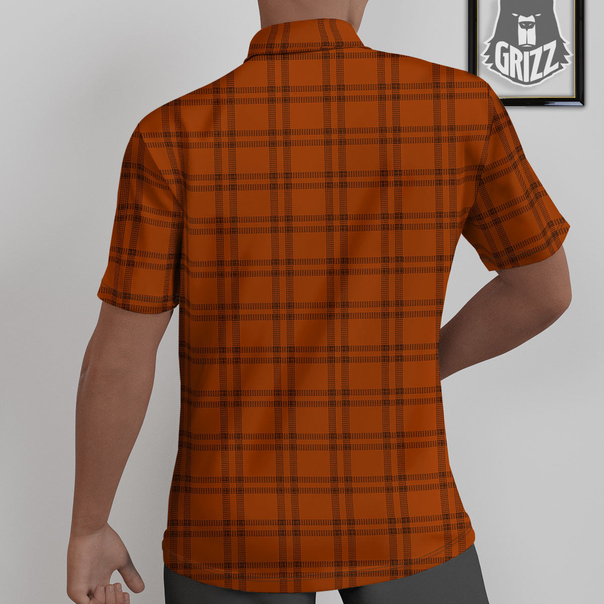 Tattersall Orange Print Pattern Untucked Shirts-grizzshop