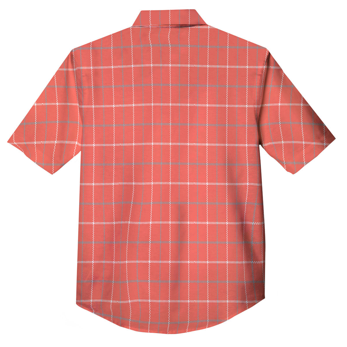 Tattersall Pastel Orange Print Pattern Button Up Shirt-grizzshop