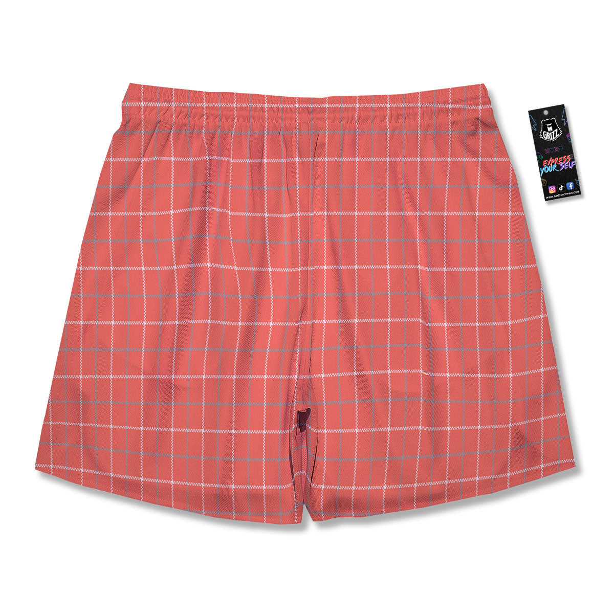 Tattersall Pastel Orange Print Pattern Men's Running Shorts-grizzshop