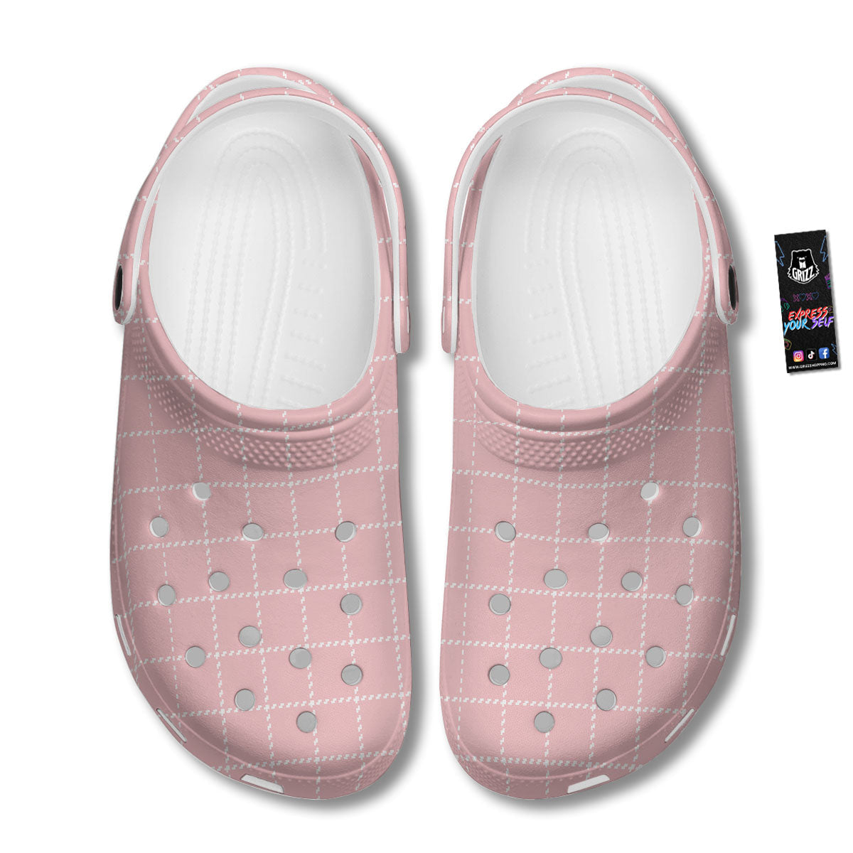 Tattersall Pastel Pink Print Pattern Clog-grizzshop