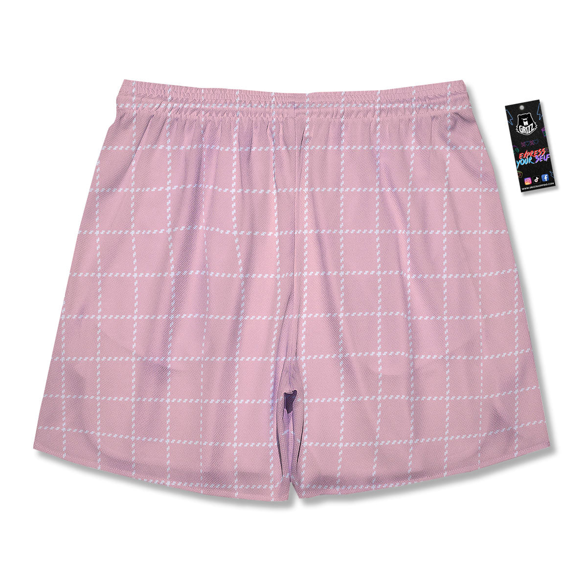Tattersall Pastel Pink Print Pattern Men's Running Shorts-grizzshop