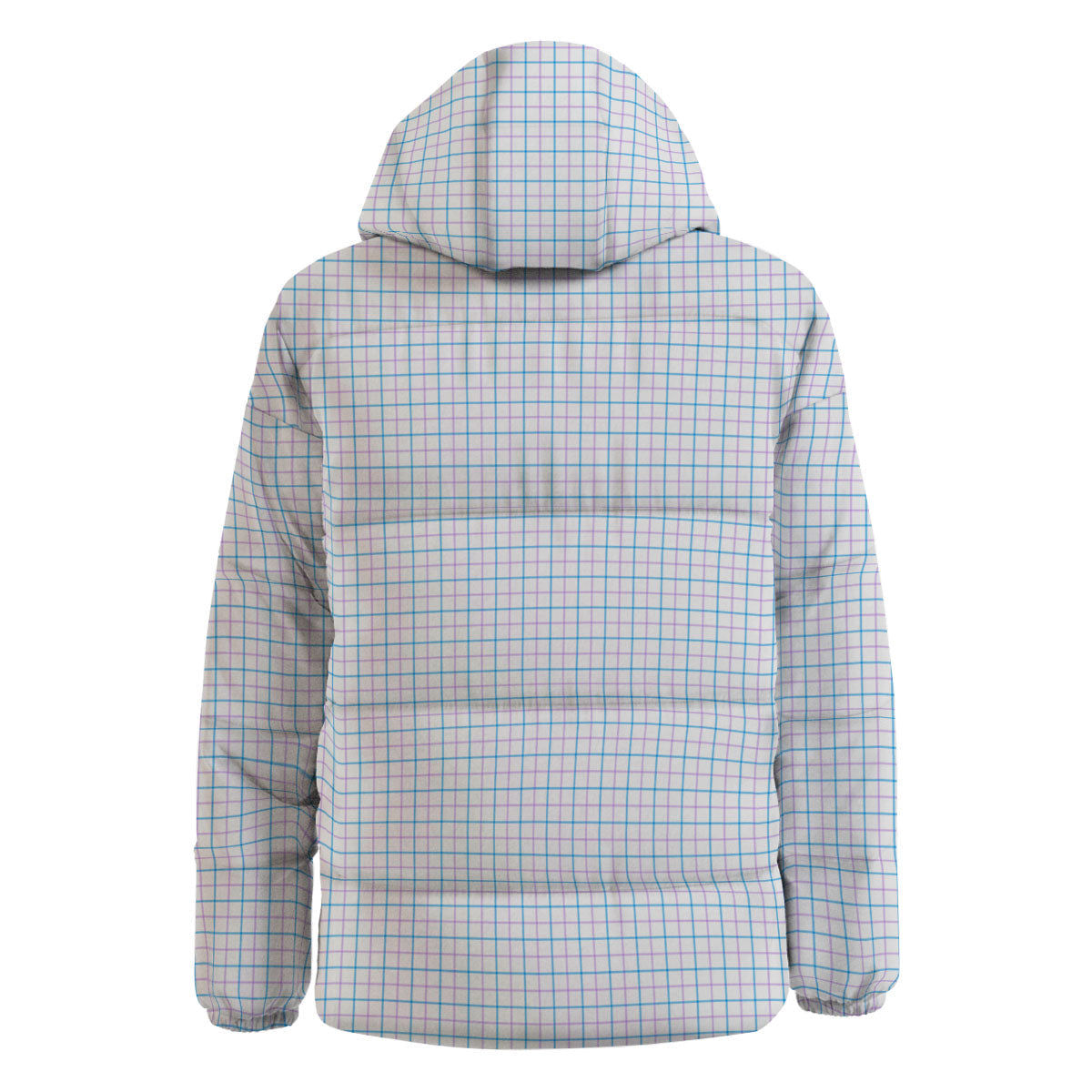 Tattersall Purple And Blue Line Print Pattern Down Jacket-grizzshop