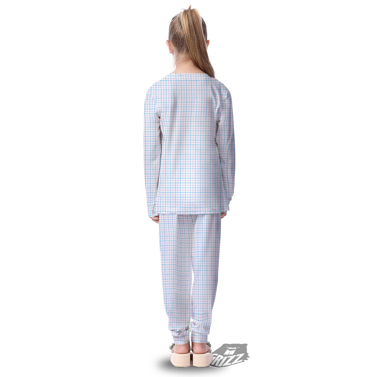 Tattersall Purple And Blue Line Print Pattern Kid's Pajamas-grizzshop