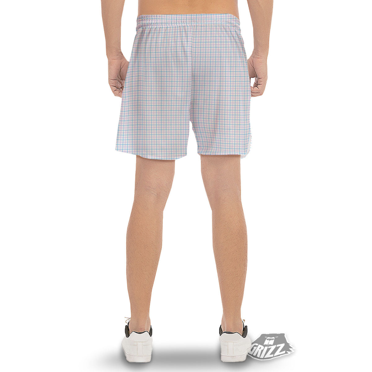 Tattersall Purple And Blue Line Print Pattern Men's Gym Shorts-grizzshop