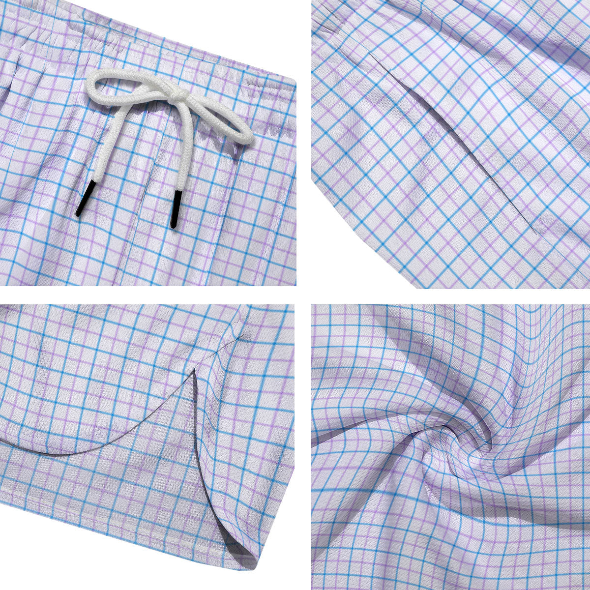 Tattersall Purple And Blue Line Print Pattern Men's Running Shorts-grizzshop