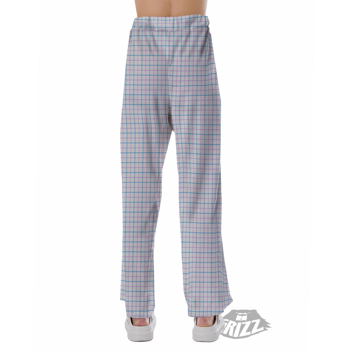 Tattersall Purple And Blue Line Print Pattern Pajama Pants-grizzshop