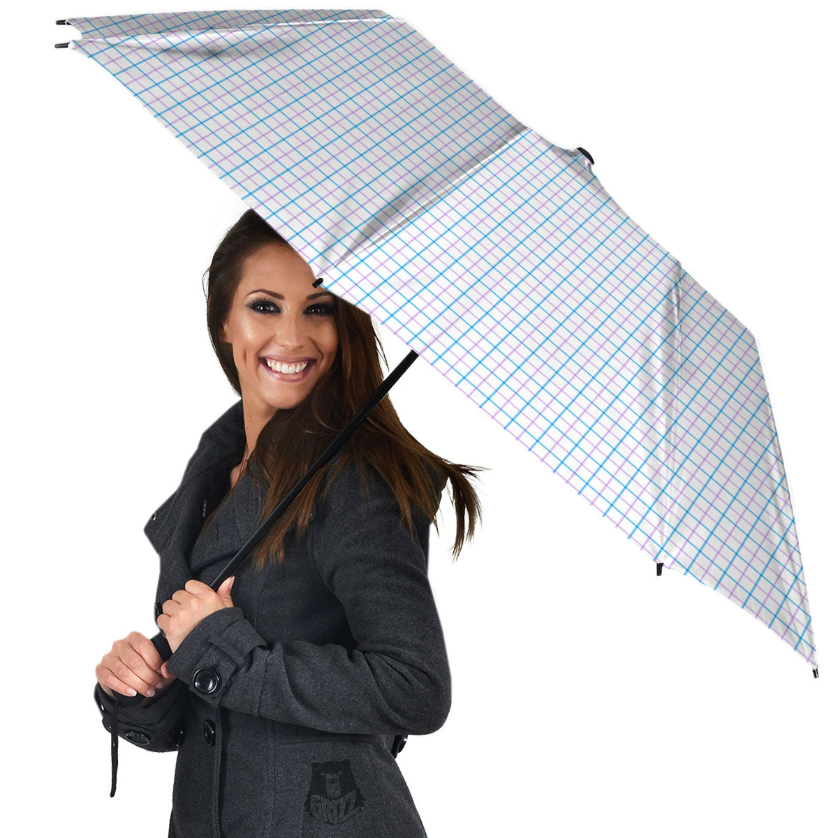 Tattersall Purple And Blue Line Print Pattern Umbrella-grizzshop