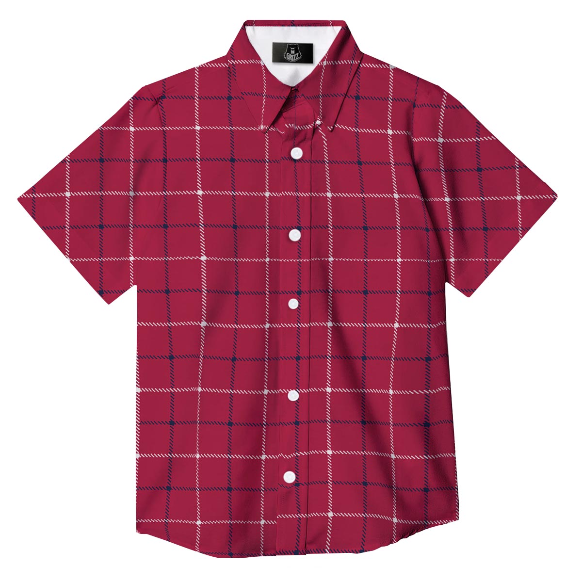 Tattersall Red Print Pattern Button Up Shirt-grizzshop