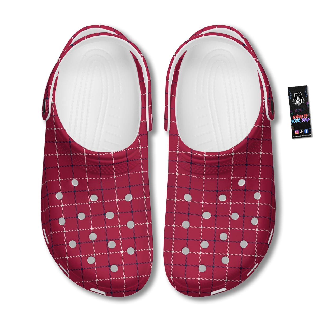 Tattersall Red Print Pattern Clog-grizzshop