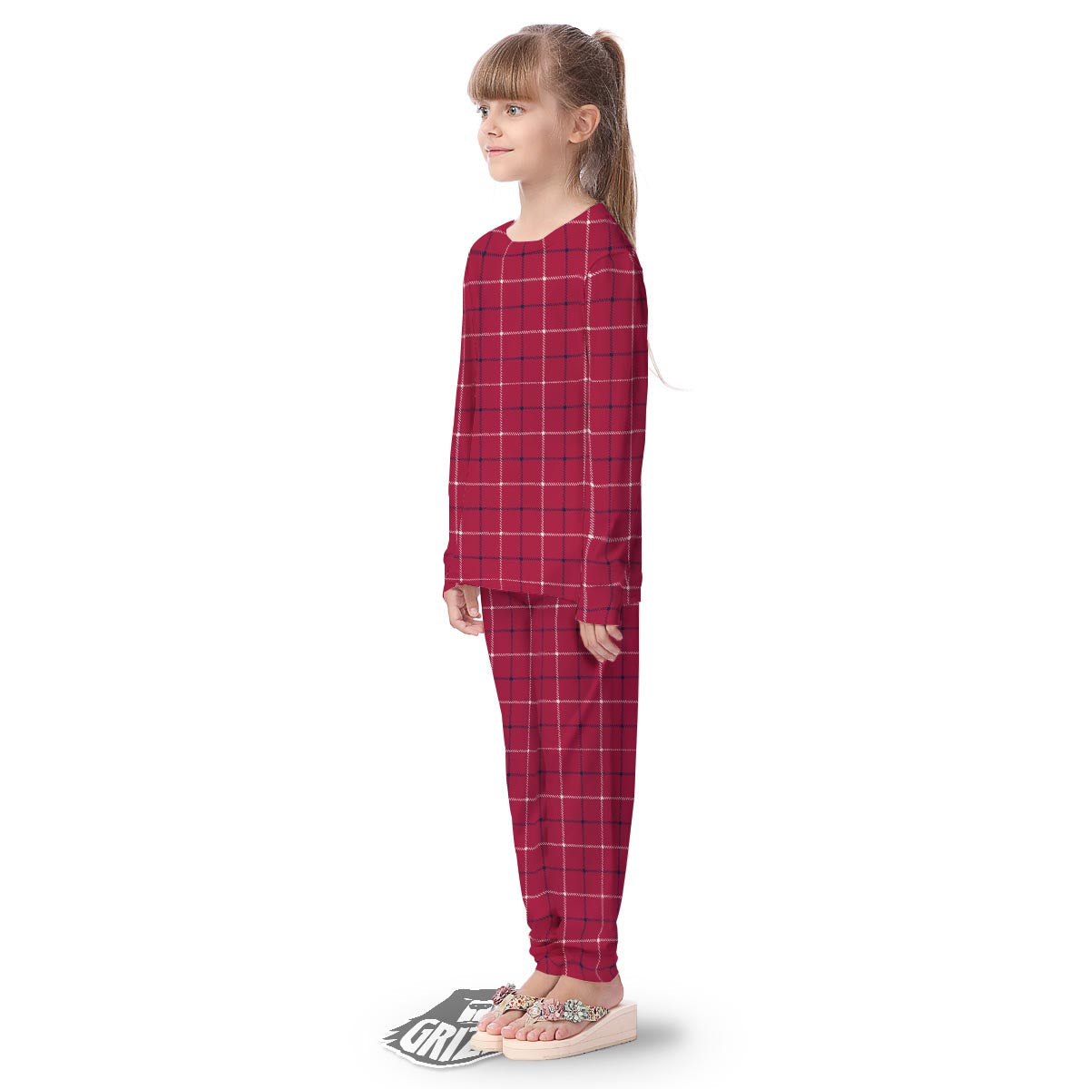 Tattersall Red Print Pattern Kid's Pajamas-grizzshop