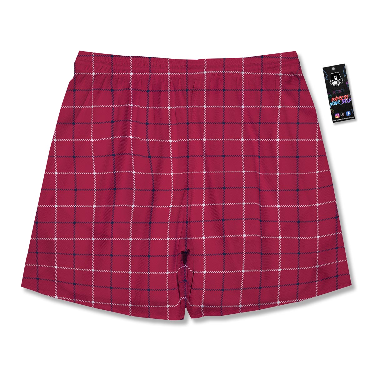 Tattersall Red Print Pattern Men's Running Shorts-grizzshop