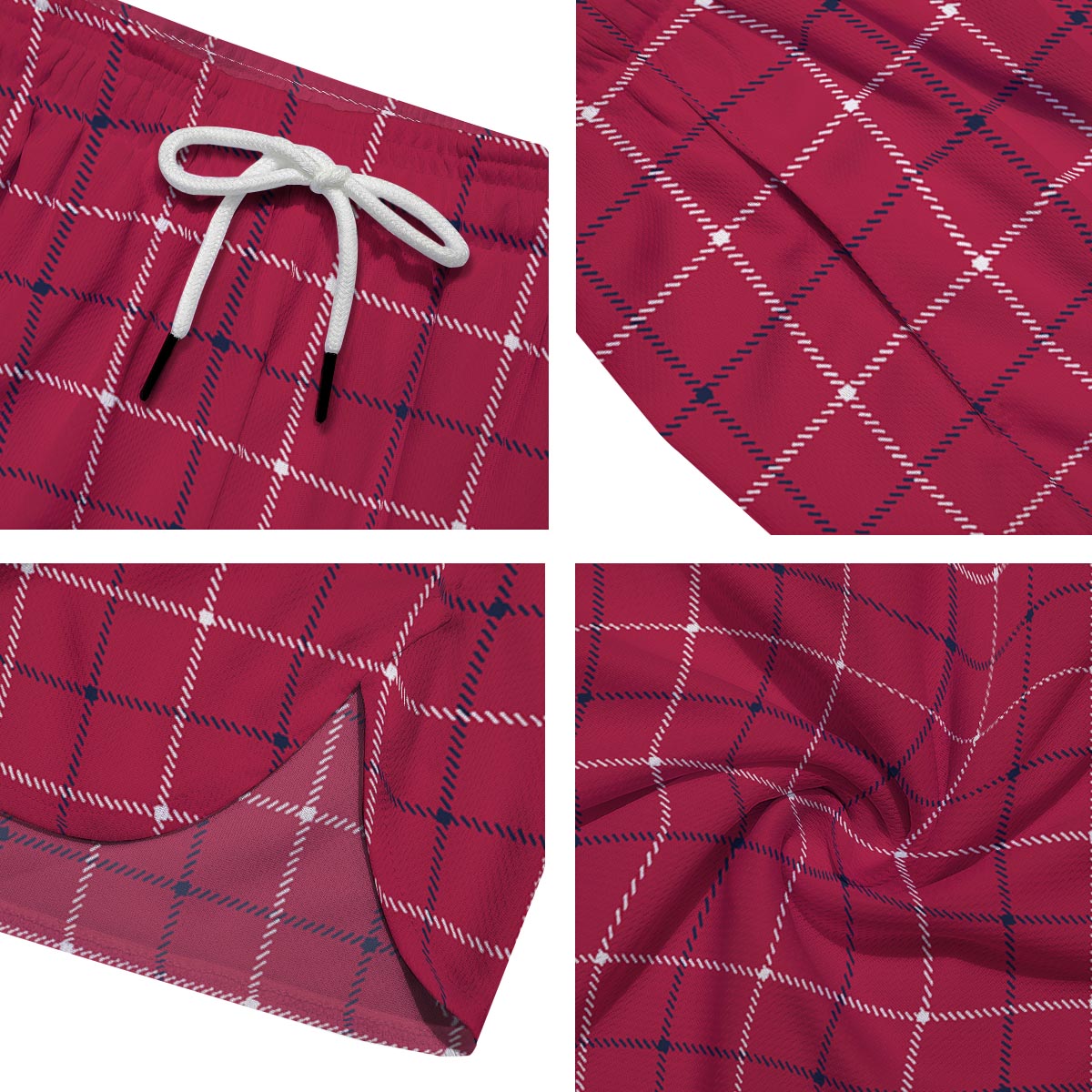 Tattersall Red Print Pattern Men's Running Shorts-grizzshop