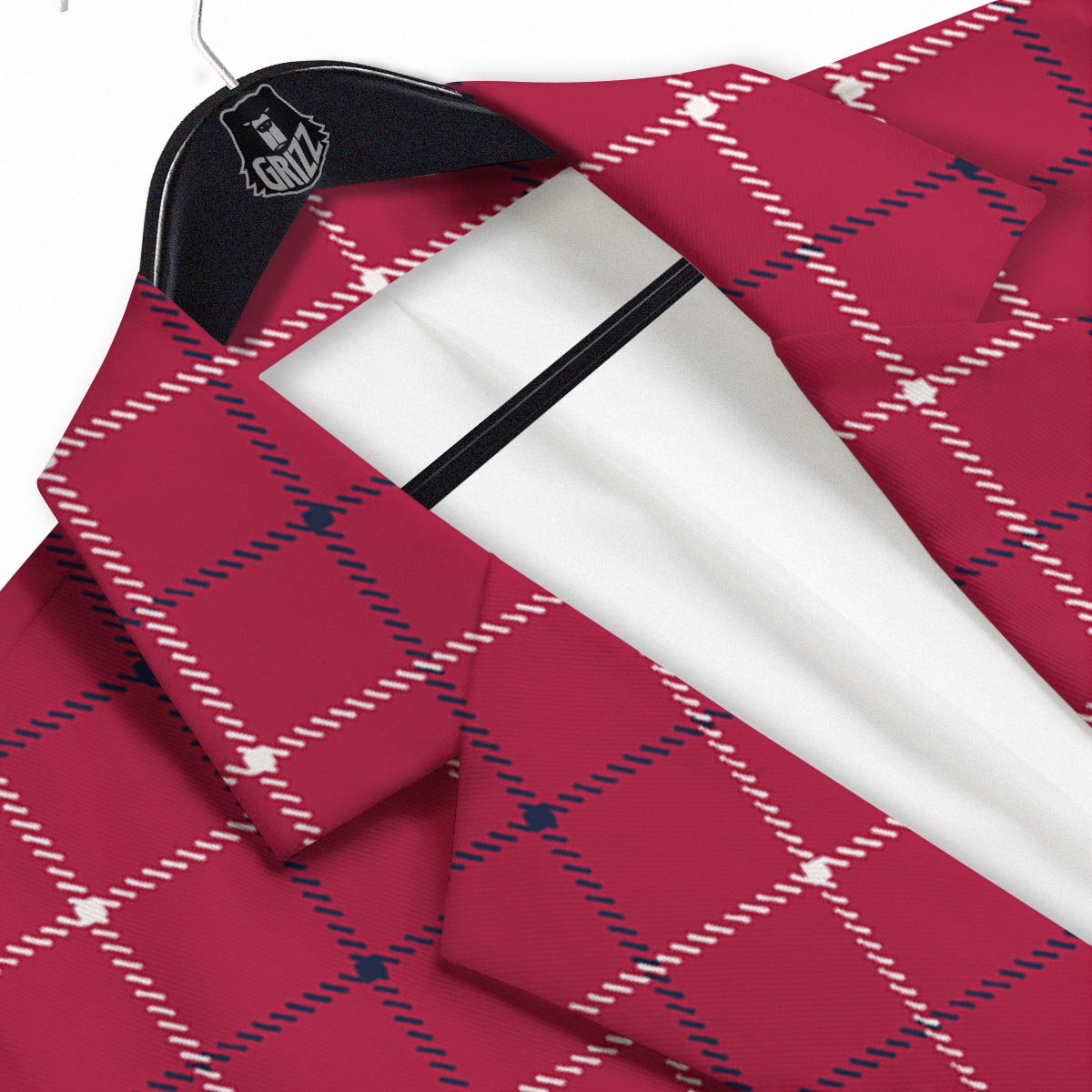 Tattersall Red Print Pattern Men's Sport Coat-grizzshop