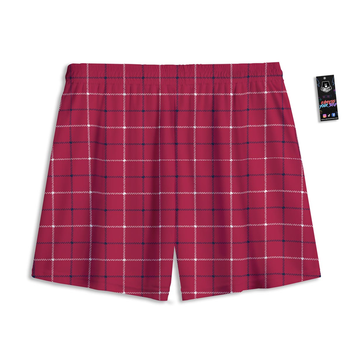 Tattersall Red Print Pattern Mesh Shorts-grizzshop