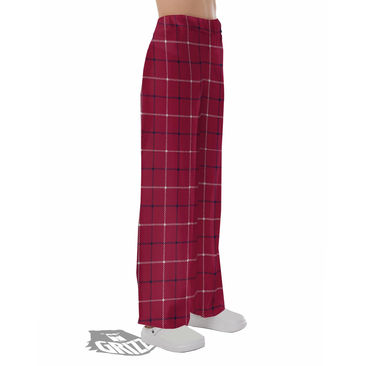 Tattersall Red Print Pattern Pajama Pants-grizzshop