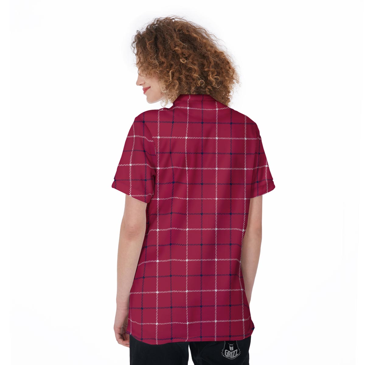 Tattersall Red Print Pattern Women's Golf Shirts-grizzshop