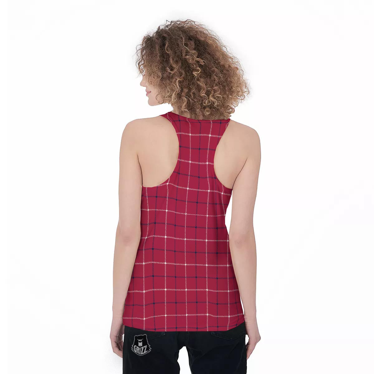 Tattersall Red Print Pattern Women's Racerback Tank Top-grizzshop