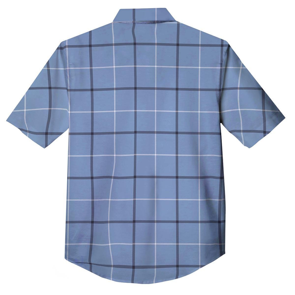 Tattersall Solf Blue Print Pattern Button Up Shirt-grizzshop