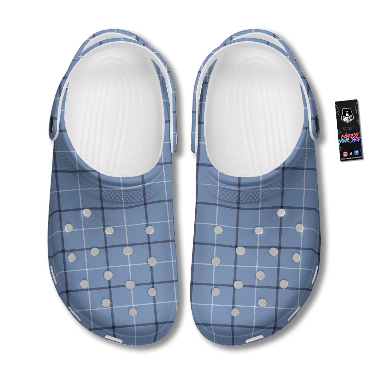 Tattersall Solf Blue Print Pattern Clog-grizzshop