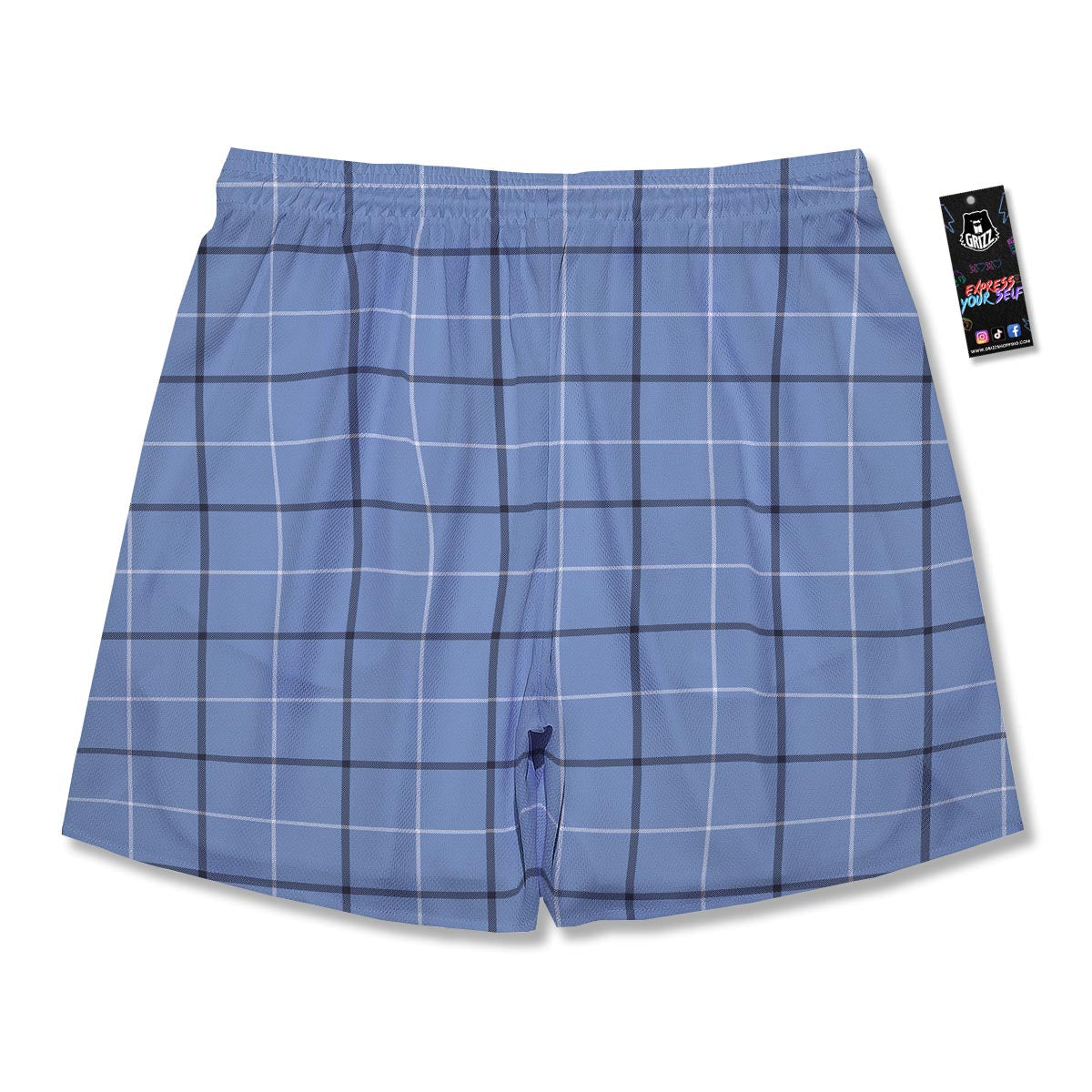 Tattersall Solf Blue Print Pattern Men's Running Shorts-grizzshop